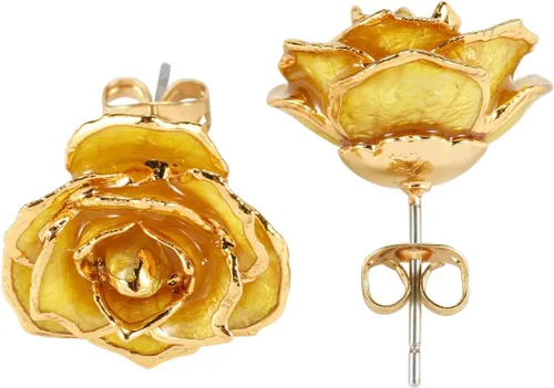 Miniatura 19 de Aretes de rosa chapados en oro para mujer, aretes de rosa de moda, el mejor regalo para esposa, madre en el día de San Valentín, aniversario