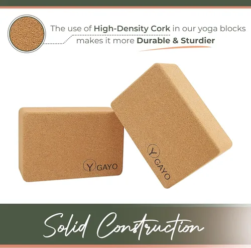 Miniatura 4 de Y O Gayo Kit esencial de yoga todo en uno de corcho de alta calidad, tapete de yoga de corcho grande de 0.197 in y bloques con correa de transporte