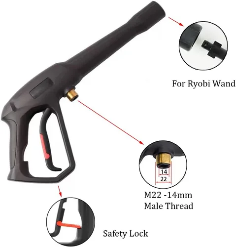 Miniatura 3 de Pistola de lavado de alta presión, pistola de gatillo de lavado eléctrico M22-0.551 in compatible con algunos Karcher, Ryobi, Powerstroke Electric