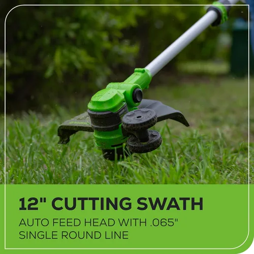 Miniatura 3 de Greenworks Cortadora de Hilo/Bordeadora Inalámbrica de 24V (Gen 2), Ancho de Corte de 12", Diseño Ultra-Ligero de 6 lbs, con Batería de 2.0Ah