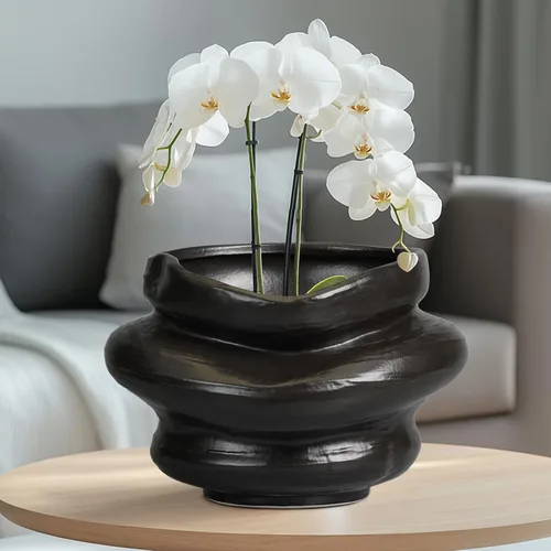 Miniatura 4 de Macetas de cerámica para plantas de 10.6 pulgadas, macetas de bonsái para plantas de interior con orificio de drenaje, maceta decorativa al aire