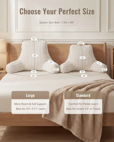 Miniatura 6 de Blissful Diary Almohada de lectura para sentarse en la cama, almohada de espalda de franela para adultos y niños, cojín de respaldo para sentarse