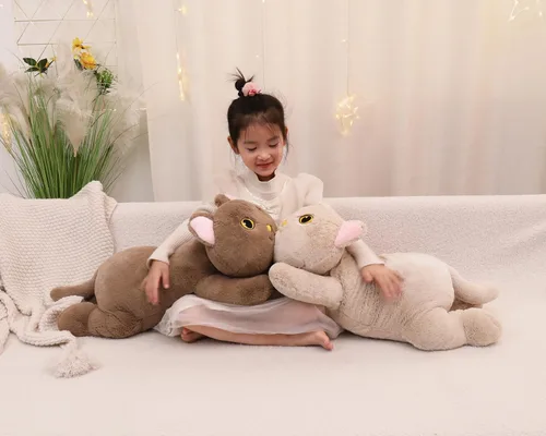Miniatura 8 de YESGIRL Animales de peluche con peso de gato de 26.4 pulgadas, 5 libras, animal de peluche grande con peso, linda almohada de juguete de peluche