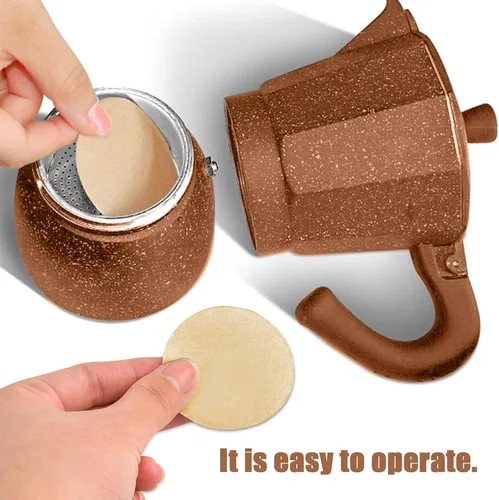 Miniatura 4 de CEYAZYE 200 piezas de papel de filtro de café redondo, filtros de café desechables de 2.205 in, filtro de cafetera Moka para máquina de espresso