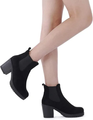 Miniatura 5 de DREAM PAIRS. FRE - Botines de tacón alto estilo Chelsea para mujer