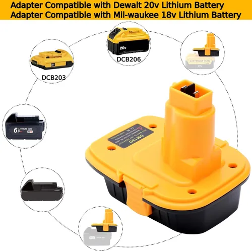 Miniatura 3 de Tulepowceeng Paquete de 2 adaptadores de batería DM18D compatibles con herramientas Dewalt de 18V, convertidor compatible con Dewalt de 20V