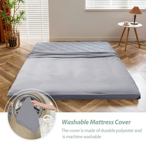 Miniatura 4 de MAXYOYO Colchón de futón japonés para piso - Cubrecolchón extragrueso para cama individual, enrollable y plegable, con patrón de diamante, futón
