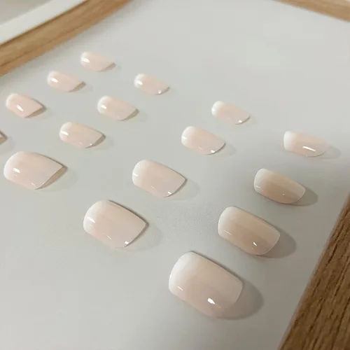 Miniatura 6 de Uñas postizas cortas cuadradas a presión, uñas postizas blancas nude, uñas postizas brillantes de cobertura completa, uñas postizas acrílicas