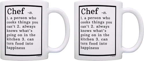 Miniatura 8 de Regalos de chef definición de chef regalos para chefs regalo de escuela culinaria 11oz taza de café taza de té blanca