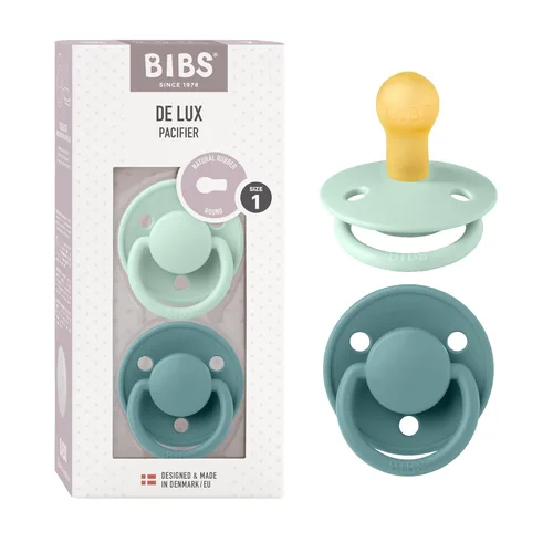 Miniatura 26 de BIBS De Lux - Paquete de 2 chupetes para bebé, fabricados en Dinamarca, chupete simulado sin BPA, pezón redondo. látex de goma natural, talla 1