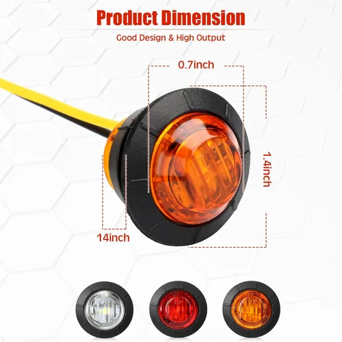 Miniatura 2 de Treela 150 luces LED redondas de 3/4 de pulgada para montaje en superficie, luces laterales de remolque para camión, barco, SUV, ATV, bicicleta
