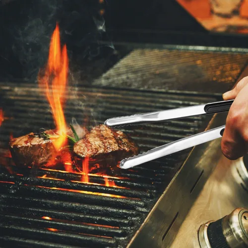 Miniatura 5 de XEVOM - Paquete de 4 pinzas de cocina de acero inoxidable de alta calidad, pinzas para servir para cocinar, pinzas de metal para alimentos