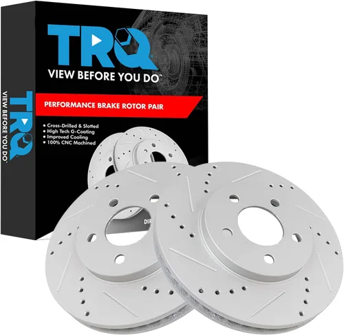 Miniatura 282 de TRQ Juego de rotores de freno de rendimiento trasero con revestimiento G premium compatible con Mazda 6 2014-2021