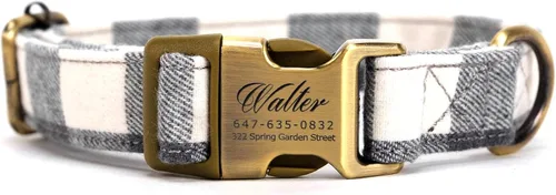 Miniatura 14 de Collar de perro personalizado con nombre y número de teléfono grabado, collar ajustable personalizado para cachorros, collar de algodón orgánico