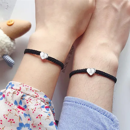 Miniatura 4 de Personalized 26 Initial Bracelet Copper Heart Letter Woven Bracelet Dainty Heart Charm Bracelet Woven Bracelet for Men Women Girls Smart Watches