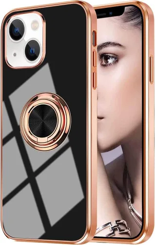 Miniatura 89 de Compatible con iPhone 11 Kickstand, anillo de rotación de 360 grados integrado con borde de oro rosa brillante que funciona con soporte magnético
