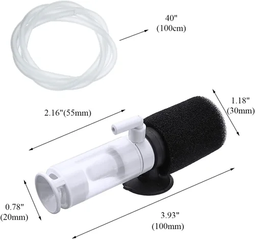 Miniatura 5 de HIERYAN Mini filtro, súper mini filtro de esponja individual para acuario, bomba de aire ultra silenciosa de filtración 3 en 1, filtro de espuma