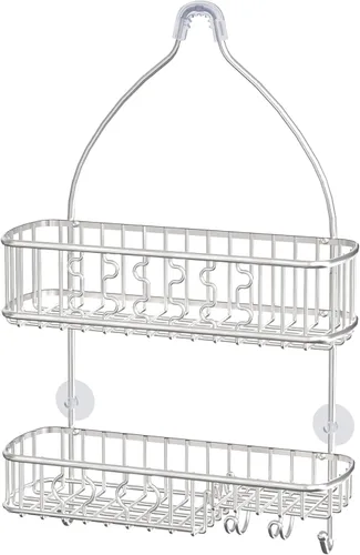 Miniatura 6 de Simple Houseware Organizador Colgante de Acero Inoxidable para Baño con Estante para Cabezal de Ducha (24 x 10.2 x 4.2 pulgadas)