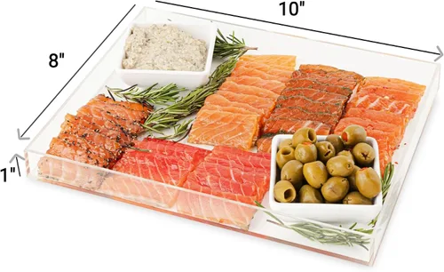 Miniatura 2 de Hammont Bandeja acrílica para encimera de baño, organizador de bandeja pequeña con tapa, bandeja para tanque de inodoro de 10 x 8 x 1 pulgadas