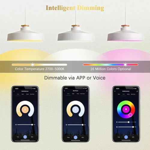 Miniatura 4 de DiCUNO Bombillas inteligentes, bombilla cambiante a todo color, compatible con Alexa, Google Assistant, no requiere concentrador, RGBCW multicolor