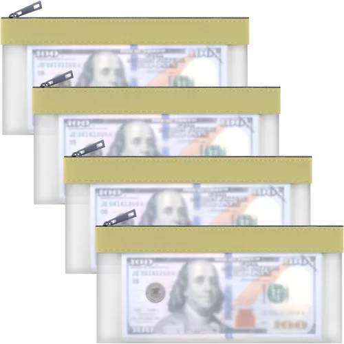Miniatura 13 de Sobres transparentes para dinero en efectivo de 7.6 x 3.7 pulgadas Money Bags With Zipper Cash Bag Money Pouch Bank Deposit Bags for Coin Invoice