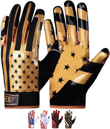 Miniatura 32 de Guantes de receptor de fútbol profesional LYRX con palma de silicona óptima, agarre antideslizante, control ultra adhesivo, deportivo, ligero
