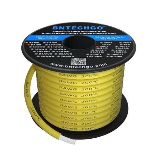 Miniatura 20 de Bntechgo 8 alambres de silicona suave y flexible, silicona resistente a altas temperaturas, altamente eficiente 8 AWG calibre, 1650 hilos de alambre