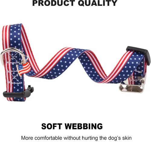 Miniatura 3 de ADOGGYGO Collar para perro con bandera americana, collares patrióticos del 4 de julio ajustables para mascotas, collares del Día de la Independencia