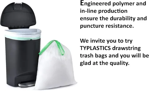 Miniatura 3 de TYPLASTICS Bolsas de basura altas con cordón para cocina, 13 galones (200 unidades)
