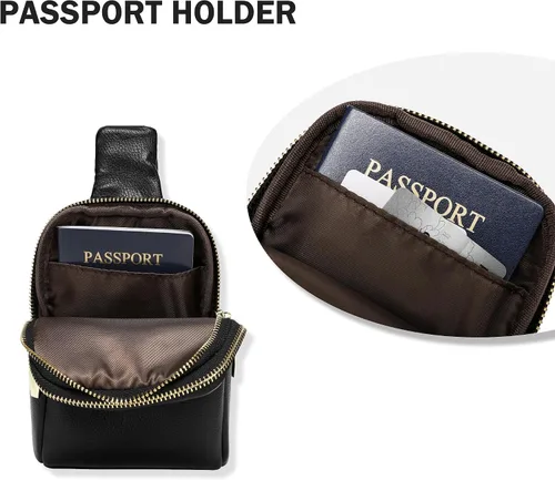 Miniatura 4 de AOCINA INICAT - Cangurera pequeña cruzada de cuero vegano para mujeres y mujeres, bolsa de pecho de moda para viajes