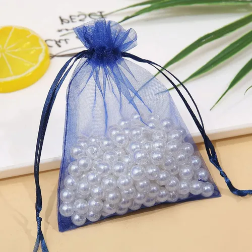 Miniatura 3 de Bolsas de Regalo de Organza 100 Piezas con Cordón 4x6 pulgadas Azul Marino para Baby Shower, Cumpleaños de Niña, Recuerdos de Fiesta, Boda