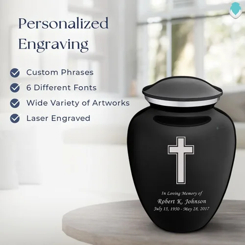 Miniatura 6 de Geturns Embrace - Urnas de cremación cruzadas personalizadas para adultos para cenizas humanas, urna funeraria grande negra para mujeres y hombres