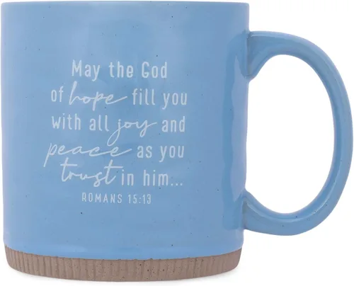 Miniatura 3 de Lighthouse Christian Products Pray Boldly Powerful Words - Taza de cerámica azul de 16 onzas