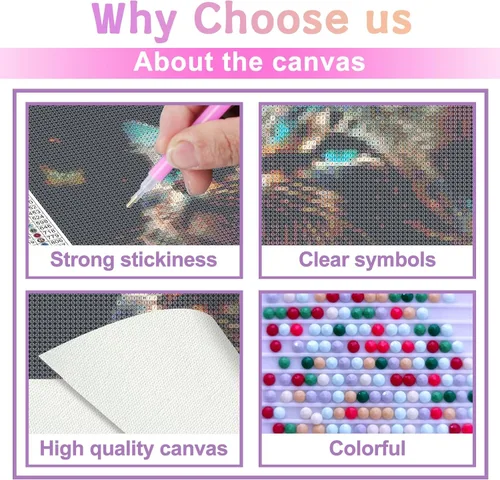 Miniatura 3 de CoHraeu Kits de pintura de diamantes 5D para principiantes, adultos y niños, kits de arte de diamantes de gato y mariposa para regalos