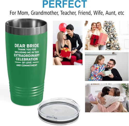 Miniatura 5 de Bride Gift from Officiant Tumbler 20oz Green -Celebration - Bridal Shower Bride To Be Bachelorette Party Newlywed Wedding Officiant Brother