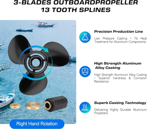 Miniatura 4 de Hélice del barco del OEM 13.2x19 de aluminio Prop Fit BRP Johnson Evinrude OMC Stern Drive 40-140 HP Motor fuera de borda 13 piezas del diente