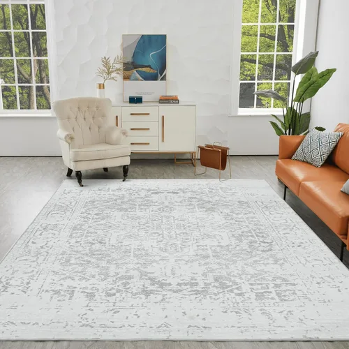 Miniatura 84 de Syalife 6x9 Alfombra Lavable para Área, Ultra Suave Antideslizante, Pila Baja, Alfombra Vintage Resistente a Manchas para Sala de Estar, Alfombra