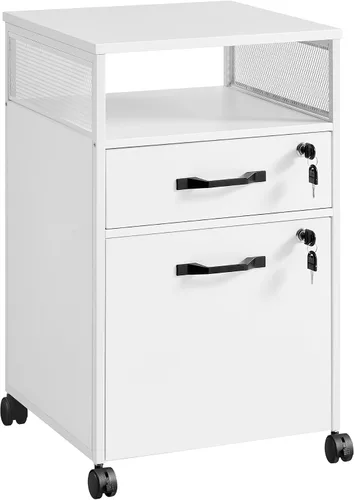 Miniatura 14 de VASAGLE Archivador móvil con ruedas, 2 cajones, estante abierto, para A4, tamaño carta, carpetas colgantes, gris carbón y negro tinta UOFC071B04