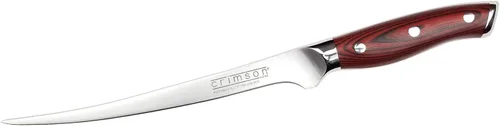 Ergo Chef Crimson Series - Cuchillo de filete flexible curvado de 7.5 pulgadas, hoja de acero inoxidable alemán de alto carbono forjada X50CrMoV15,