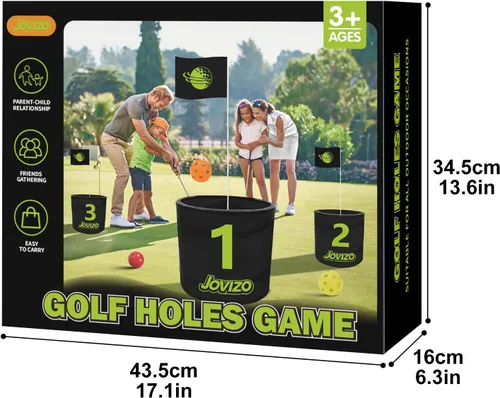 Miniatura 9 de Juego de astillado de golf con 2 palos retráctiles y 9 agujeros, juego de golf portátil para adultos y niños, juguete de práctica deportiva