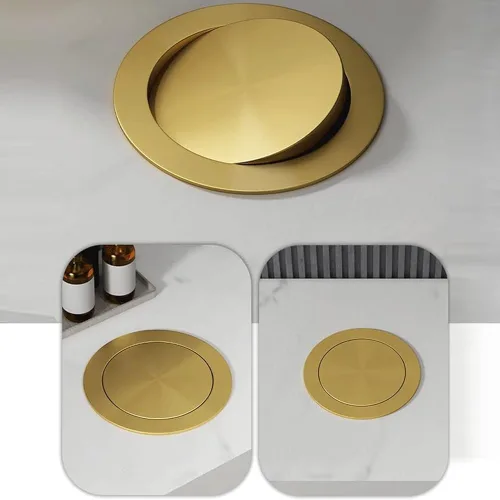 Miniatura 5 de Tapas para botes de basura, de acero inoxidable, con ojales para encimera, cubierta de solapa de equilibrio de cubo de basura integrada, cubierta
