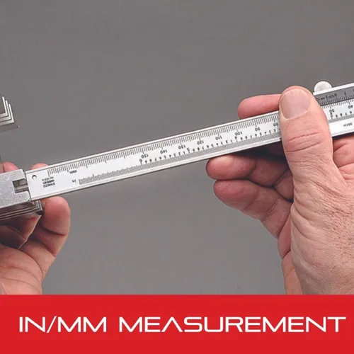 Miniatura 6 de Starrett Pinza Vernier con varilla de profundidad de acero inoxidable endurecido, tornillo de bloqueo y afilado, graduación negra, métrica, inglés