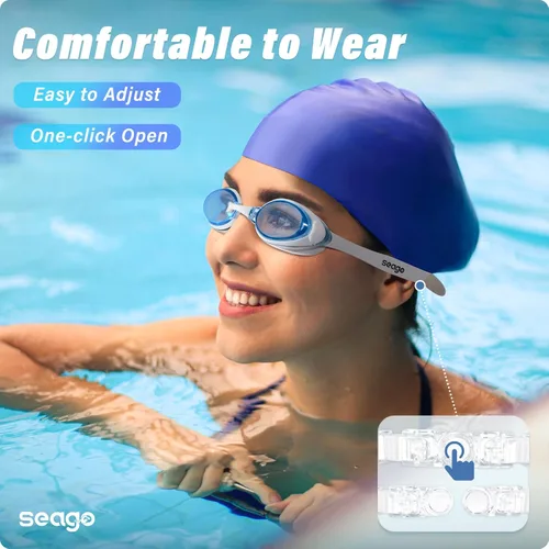 Miniatura 3 de Seago 2 Pack Swimming Goggles Anti-fog Anti-UV Silicone Swim Goggles Adult Women Men