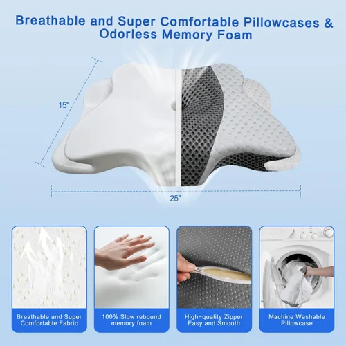 Miniatura 6 de Almohada Cervical para Alivio del Dolor y Soporte del Cuello, Almohada Ergonómica Ajustable para Dormir Cómodamente, Almohadas Ortopédicas de Espuma