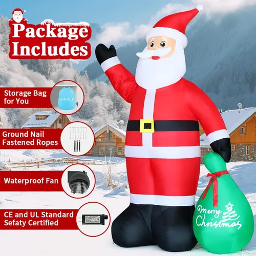 Miniatura 4 de GOOSH 3.14 m San Nicolás inflable de Navidad con movimiento, decoración de Santa Claus de Navidad al aire libre con bolsa de regalo y mano animada