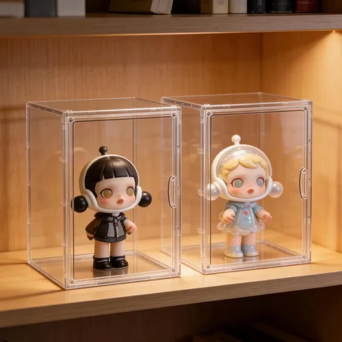 Miniatura 2 de Vitrina de acrílico extra grande de 15.7 pulgadas de alto con 3 divisores extraíbles, escaparate de figuras de acción transparente apilable