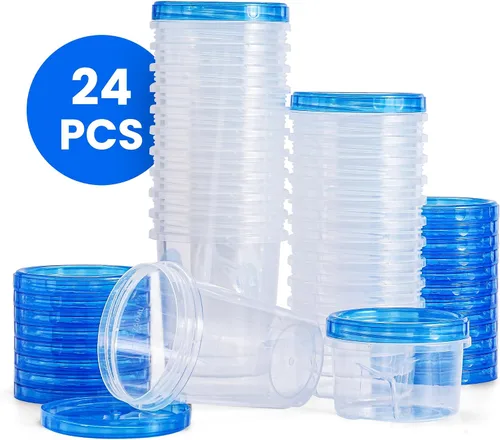 Miniatura 5 de RFAQK 48 recipientes de almacenamiento para congelador con tapas, recipientes de plástico para preparación de comidas, recipientes para congelador