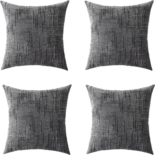 Miniatura 22 de Fundas de almohada decorativas de 18 x 18 pulgadas, juego de 4, suaves, sólidas, de estilo granja, fundas de almohada de chenilla para sofá, fundas