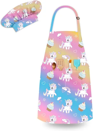 Delantales para Niños para Niñas Delantales para Niños Pequeños con Bolsillos para Niños Cocinar Hornear Pintar Manualidades Arte Jardinería Caballo