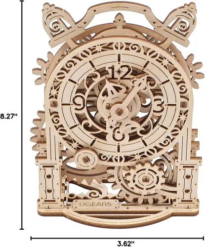 Miniatura 7 de UGEARS Reloj Despertador Vintage Rompecabezas 3D - Kit de Modelo de Madera para Adultos para Construir - Kit para Hacer Reloj de Escritorio